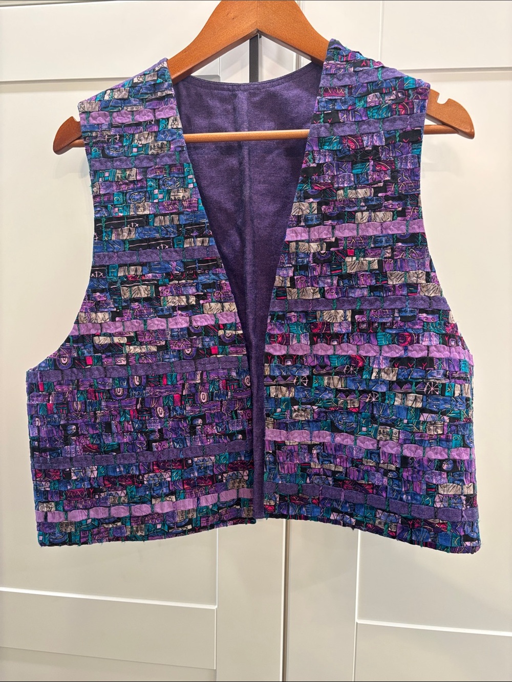 Womens Purple Patchwork Vest